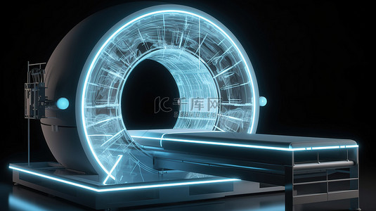 MRI 机磁共振成像扫描仪的 3D 渲染