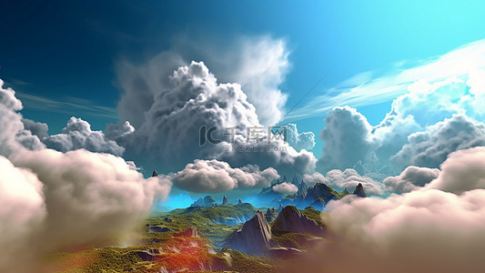云纹装饰背景图片_天空云朵云层绿色