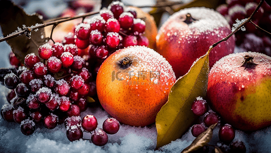 水果冬季冰冻背景