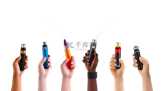 手势创意背景图片_卡通手在白色背景下做出 3D vape 手势