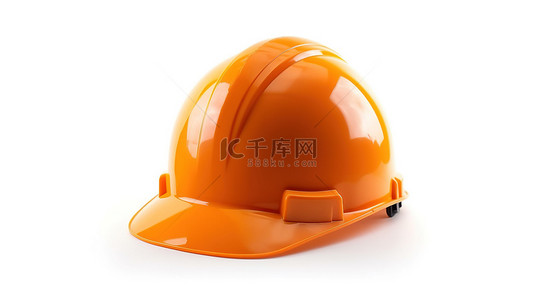 辛勤园丁背景图片_白色背景上橙色安全帽的 3d 渲染