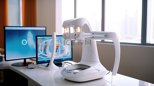 医生办公室背景图片_牙医办公室安装先进的 3D 牙科扫描仪和显示器