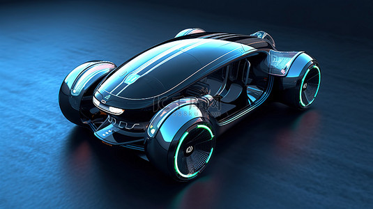 采用机器人驾驶技术的自动驾驶汽车概念的 3D 渲染