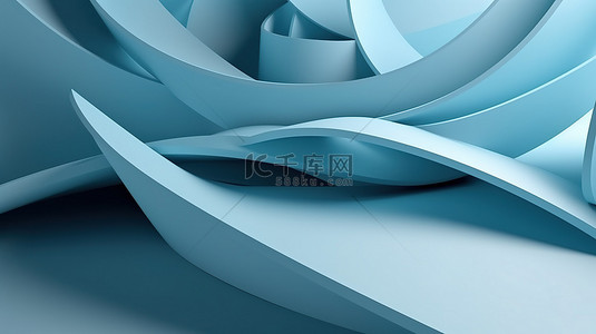 3D 渲染中的浅蓝色抽象背景，具有充足的文本空间