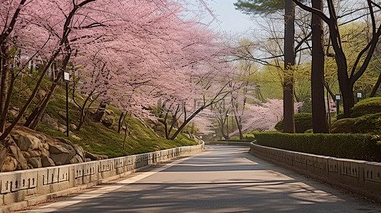 韩国公园和樱花路