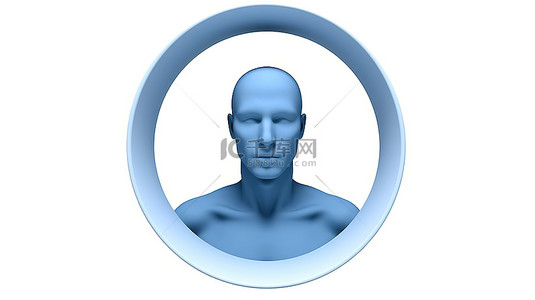 3D 插图白洞，带有蓝色男性头像，用于头像配置文件和互联网主题