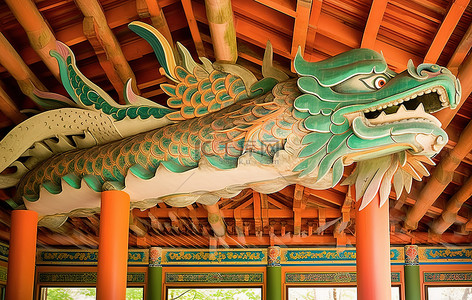 韩国建筑内的鱼形屋顶结构