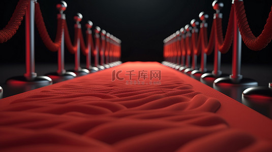 全网独家独款字背景图片_带有绳索屏障的丝绸背景，展示专属 VIP 活动的 3D 红地毯