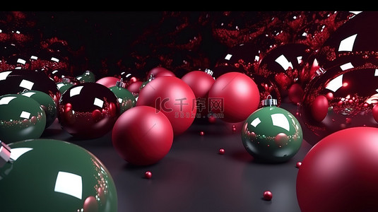 节日的节日场景 3d 渲染圣诞背景与圣诞快乐和新年快乐的问候