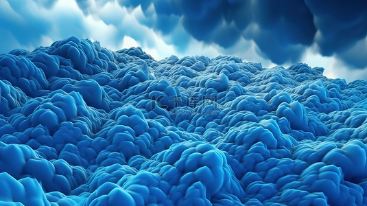 黎明之光背景图片_柔和的蓝色乳房云的 3D 呈现