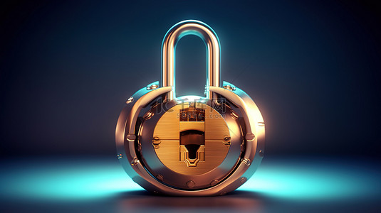 密码安全的背景图片_使用带有钥匙孔的 3D 渲染开放式挂锁保护您的私人数据