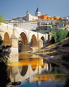 西班牙风背景图片_一座桥带你到一座城堡下面西班牙语