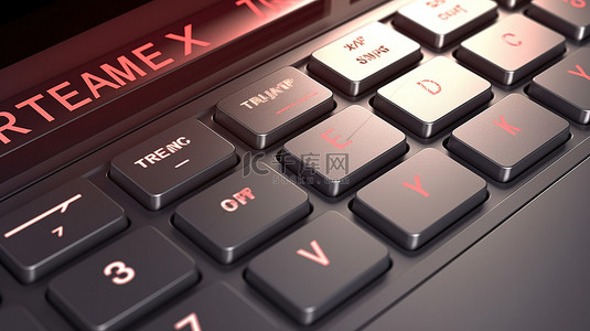 具有纳税时间按钮的键盘的 3D 渲染