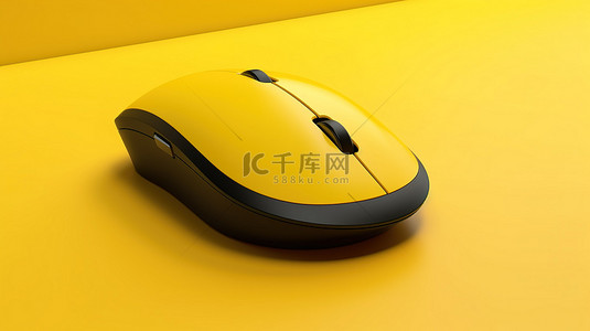 无线产品背景图片_使用 3d 渲染的无线计算机鼠标的黄色背景概念设计