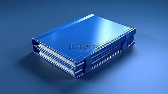 蓝色背景从正面展示 3D 书籍封面
