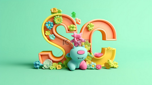 春季横幅背景图片_可爱的 3D 卡通字母宣布春季销售