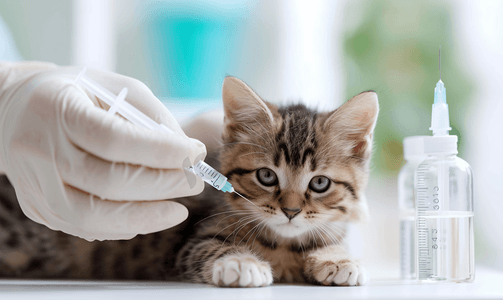 兽医猫咪摄影照片_宠物猫咪打疫苗