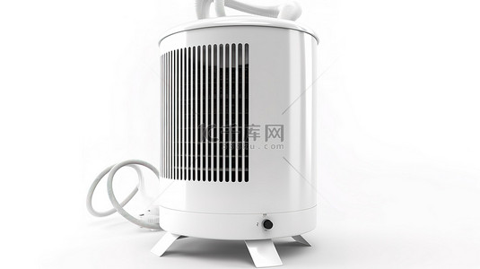温暖白色背景图片_在光滑的白色电油加热器的白色 3D 渲染上隔离