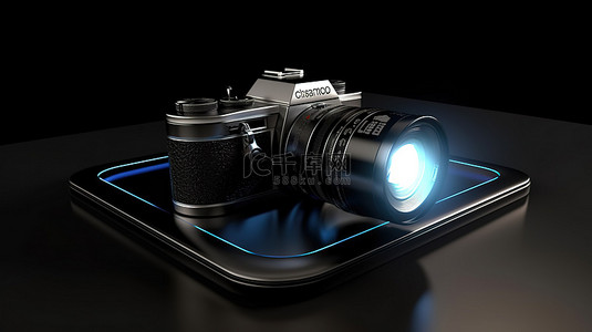相机佳能相机镜头背景图片_具有 3D 渲染和剪辑路径的桌面相机设计