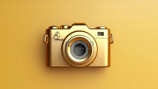相机佳能相机镜头背景图片_复古相机图标复古相机徽章优雅的金盘 3D 社交媒体图形