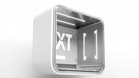 油条灯箱背景图片_3D 渲染的出口标志灯箱呈现在白色背景上