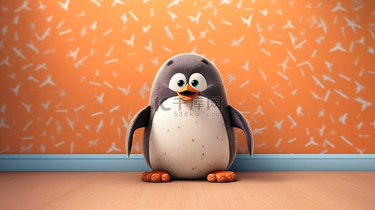 装修壁纸背景图片_重量级企鹅安装 3D 渲染壁纸