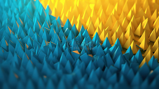 蓝色箭头作为 3d 渲染出现在充满活力的黄色背景上