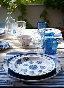 垫子餐垫背景图片_餐垫有蓝色白色和灰色