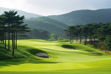 韩国留学背景图片_高尔夫球场 山地球场 韩国