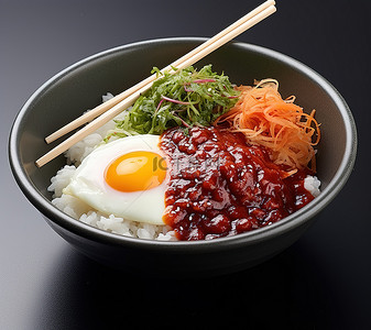 芽菜背景图片_hanabee 韩国拉面白米饭配泡菜和搅拌酱
