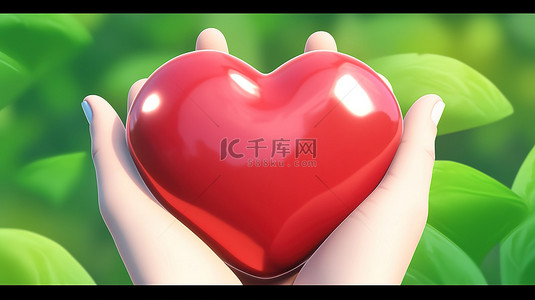 手心插画象征器官捐献家庭保险和世界心脏日和世界卫生日的爱