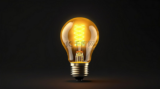 创新创作背景图片_孤立的照明黄色灯泡代表创造力和洞察力 3d 渲染