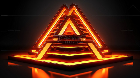 橙色霓虹灯三角形3D平台设计