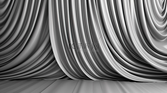 背景点缀背景图片_优雅的灰色背景点缀着褶皱窗帘和漩涡 3D 渲染