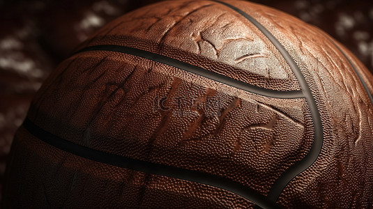 篮球球的特写，具有粗糙的纹理，迷人的 3D 渲染