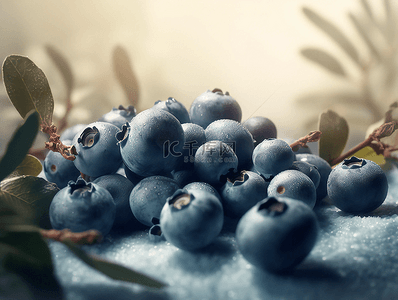 蓝莓水果植物叶子摄影广告背景
