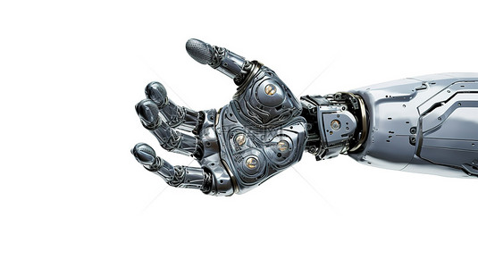 人手机械臂背景图片_机械臂延伸至 3D 渲染中的空白区域
