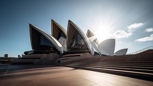 旅游踏青背景图片_悉尼歌剧院建筑旅游背景