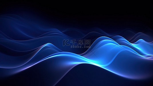 艺术字蓝色背景图片_在迷人的 3D 渲染抽象背景中注入流动的蓝色颗粒的平滑曲线
