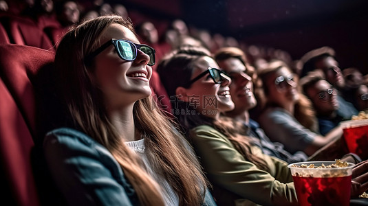最好的朋友在电影院欣赏搞笑的 3D 电影