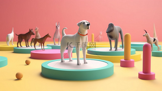 3D 艺术作品中的犬类运动