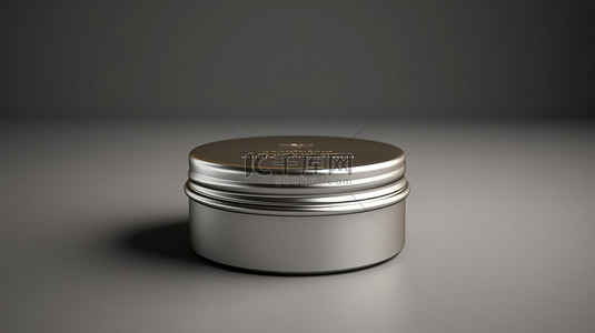 具有铝金属饰面的可定制圆形化妆品罐的 3D 渲染