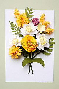 一束鲜花背景图片_纸卡上的一束鲜花