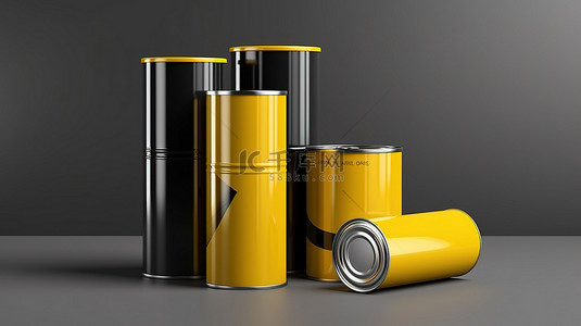 橄榄油包装样机金属管锡罐在 3D 渲染中设计
