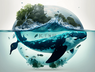 卡通世界地球背景图片_海洋日保护地球背景