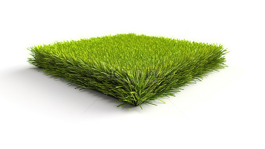 白色表面与郁郁葱葱的绿色草坪的孤立 3D 插图