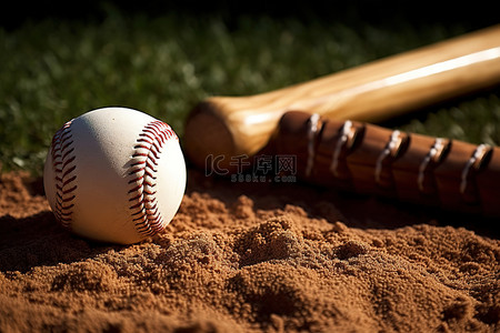 棒球棒背景图片_一个网球和一根棒球棒坐在地上
