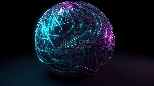白色球球背景图片_蓝色和紫色色调的抽象球体的 3D 渲染