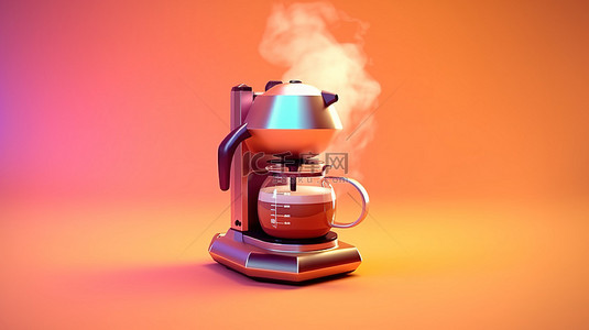 现代间歇泉咖啡机的 3D 渲染