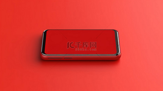 红色背景下手机样机模板的 3d 插图